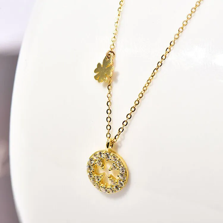 Solid 14K Gold Lucky Clover Necklace