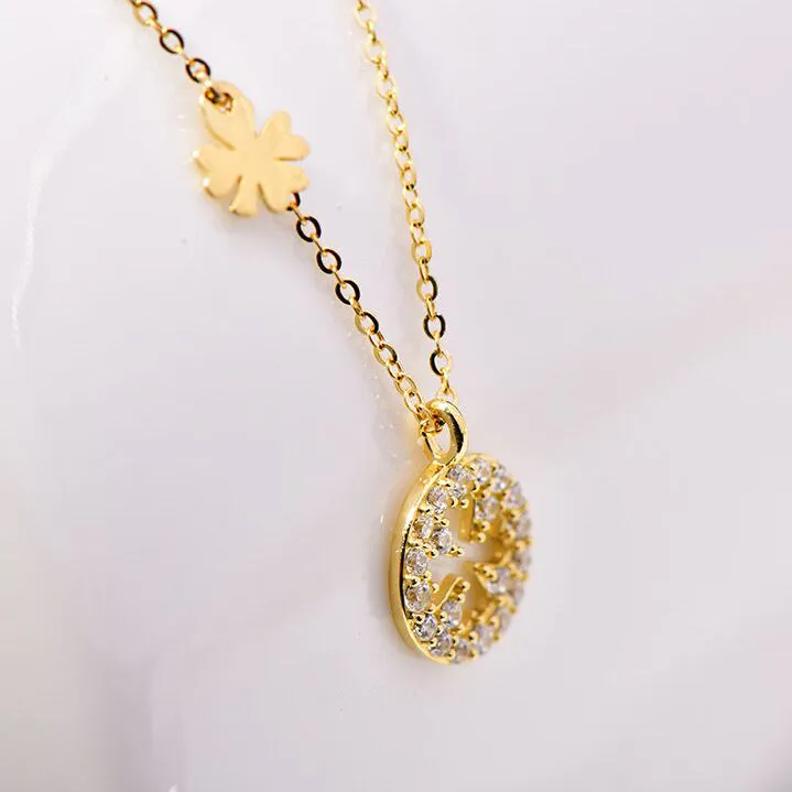 Solid 14K Gold Lucky Clover Necklace
