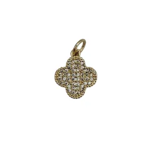 Solid Clover Charm ~ 14k Gold Plated Brass Charm