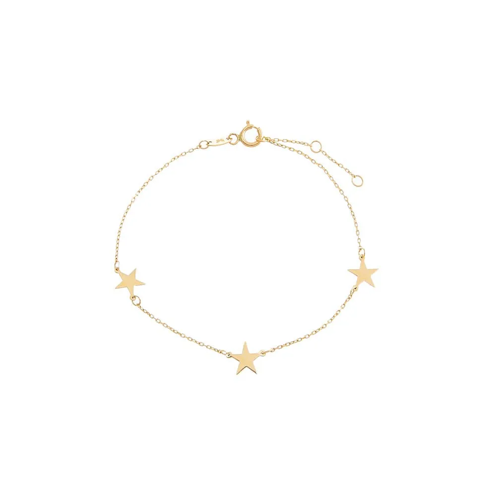 Solid Multi Star Bracelet 14K