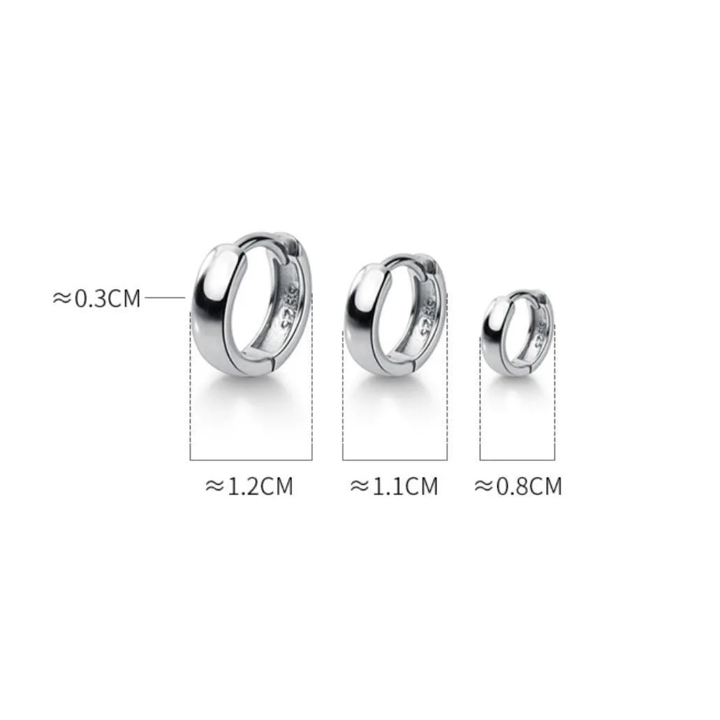 Solid Silver Small Huggie Earrings-SH005
