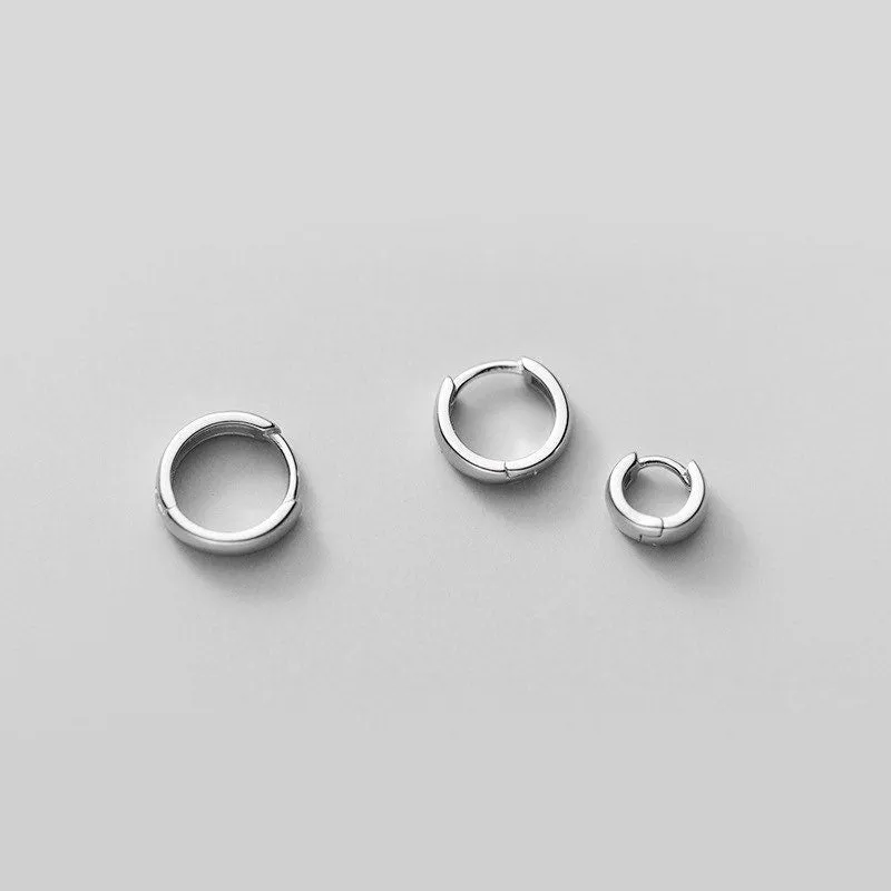 Solid Silver Small Huggie Earrings-SH005