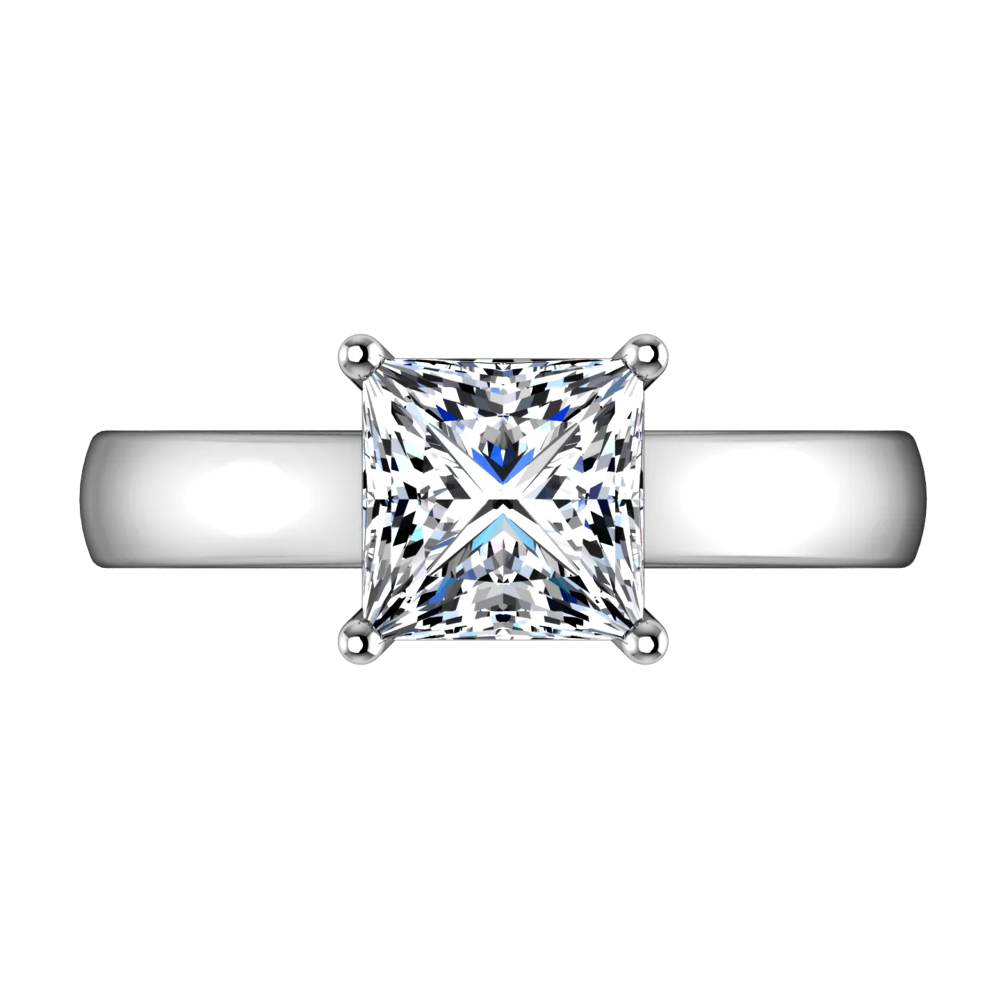 Solitaire Princess Cut Diamond Engagement Ring Angie 14K White Gold
