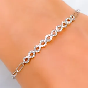 Sophisticated Infinity Loop Diamond   18k Gold Bracelet