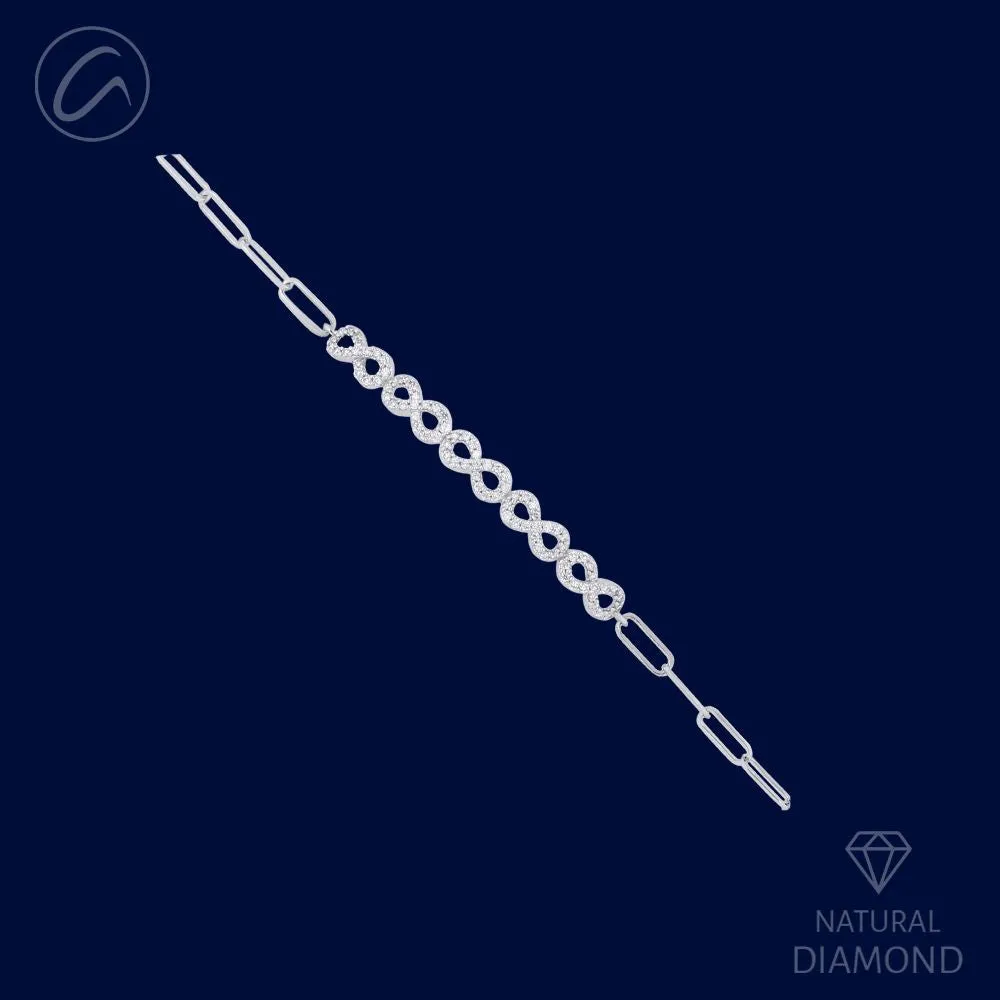 Sophisticated Infinity Loop Diamond   18k Gold Bracelet