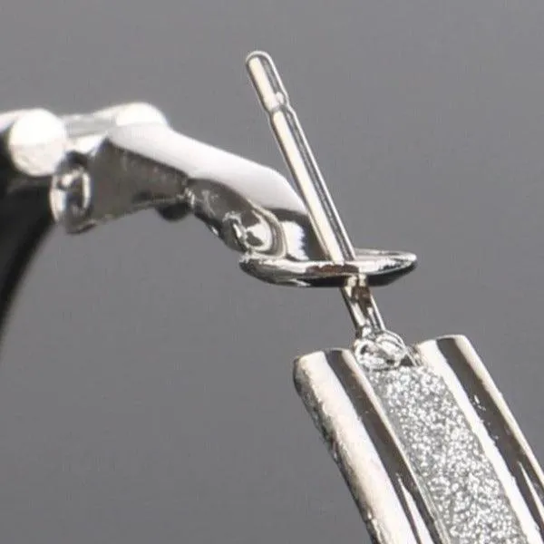 Sparkly Silver Tone Hoop Earrings 2.25"