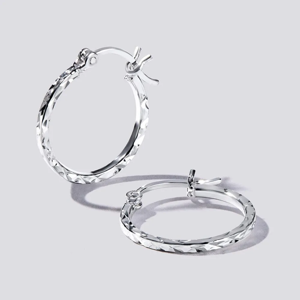 Square Edge Hoop Earrings in Sterling Silver