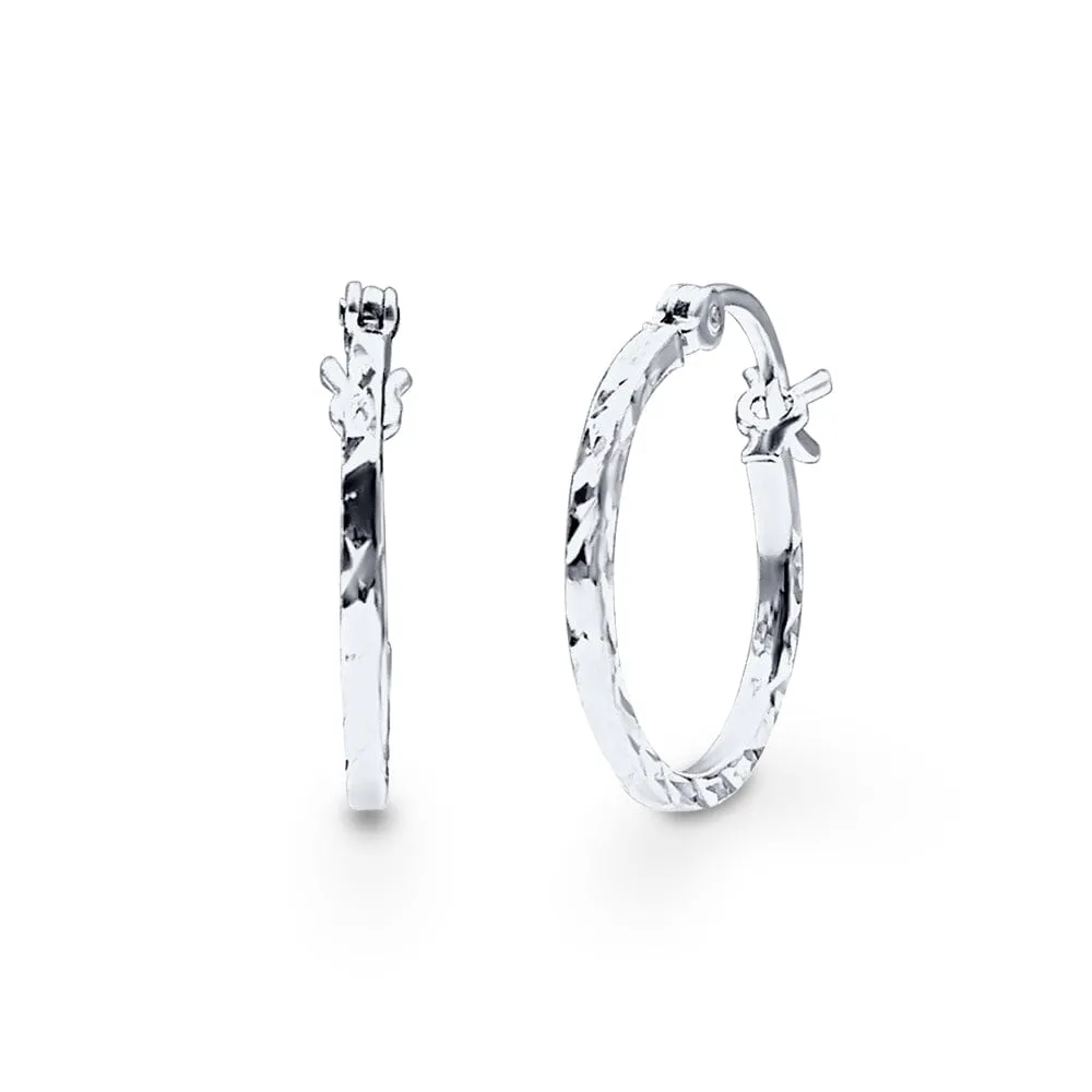 Square Edge Hoop Earrings in Sterling Silver