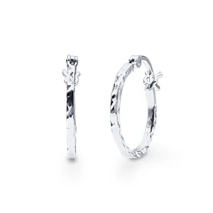 Square Edge Hoop Earrings in Sterling Silver
