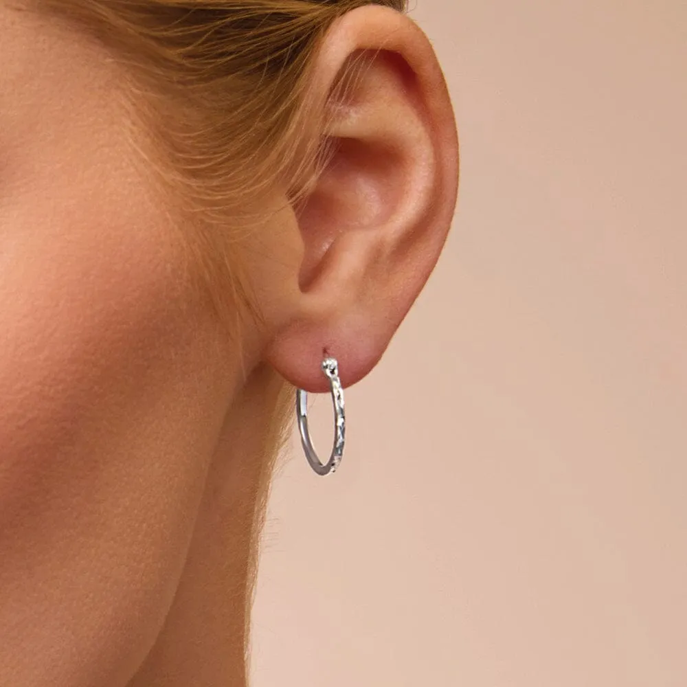 Square Edge Hoop Earrings in Sterling Silver