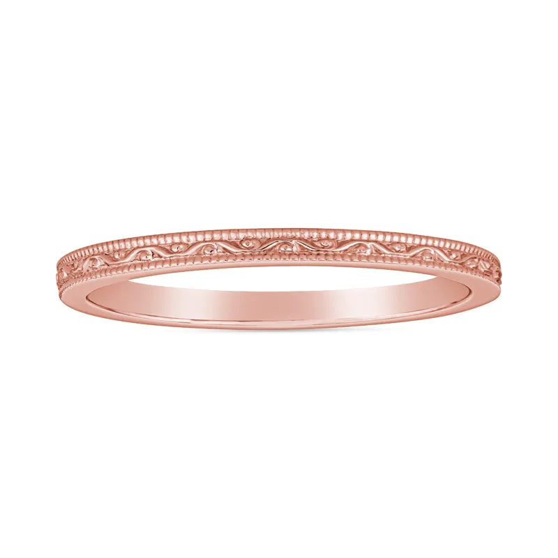 Stackable Vintage Rose Gold Wedding Band