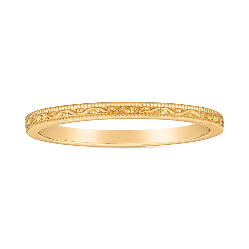 Stackable Vintage Rose Gold Wedding Band