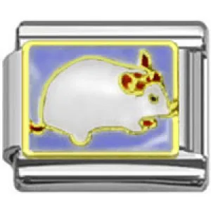 Stainless Steel 9mm Shiny 'White Mouse' Link for Italian Charm Bracelet