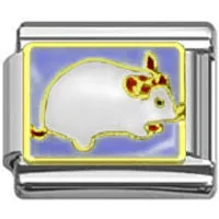 Stainless Steel 9mm Shiny 'White Mouse' Link for Italian Charm Bracelet