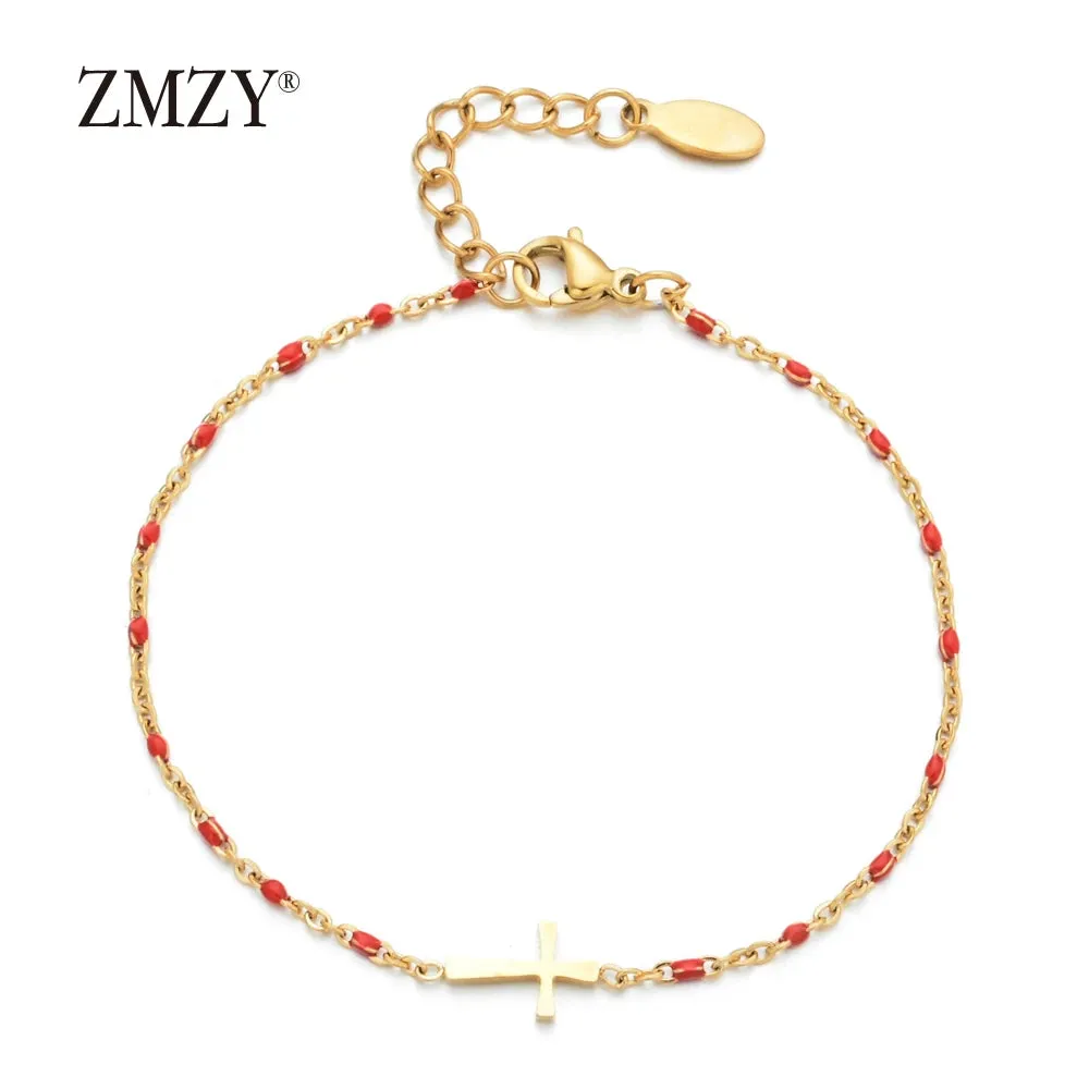 Stainless Steel Gold Color Cross Bracelet