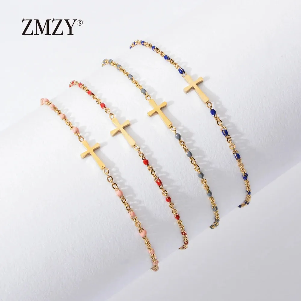 Stainless Steel Gold Color Cross Bracelet