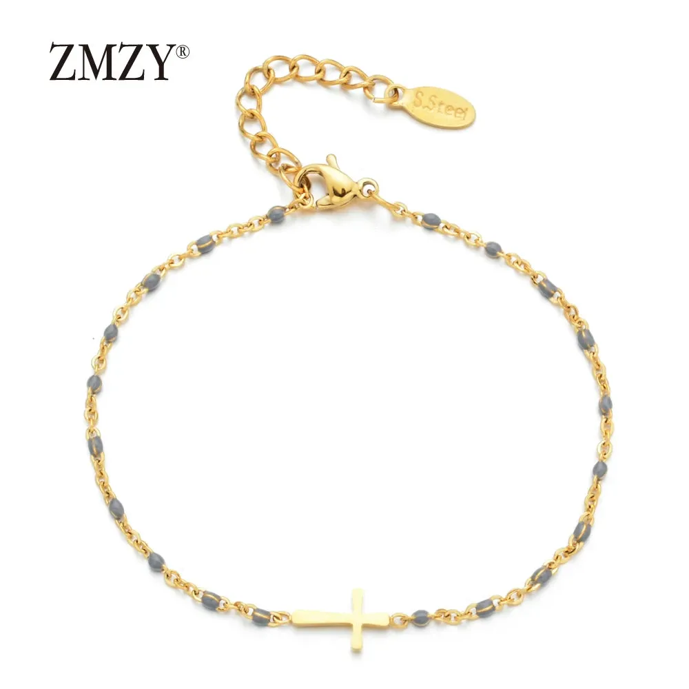 Stainless Steel Gold Color Cross Bracelet
