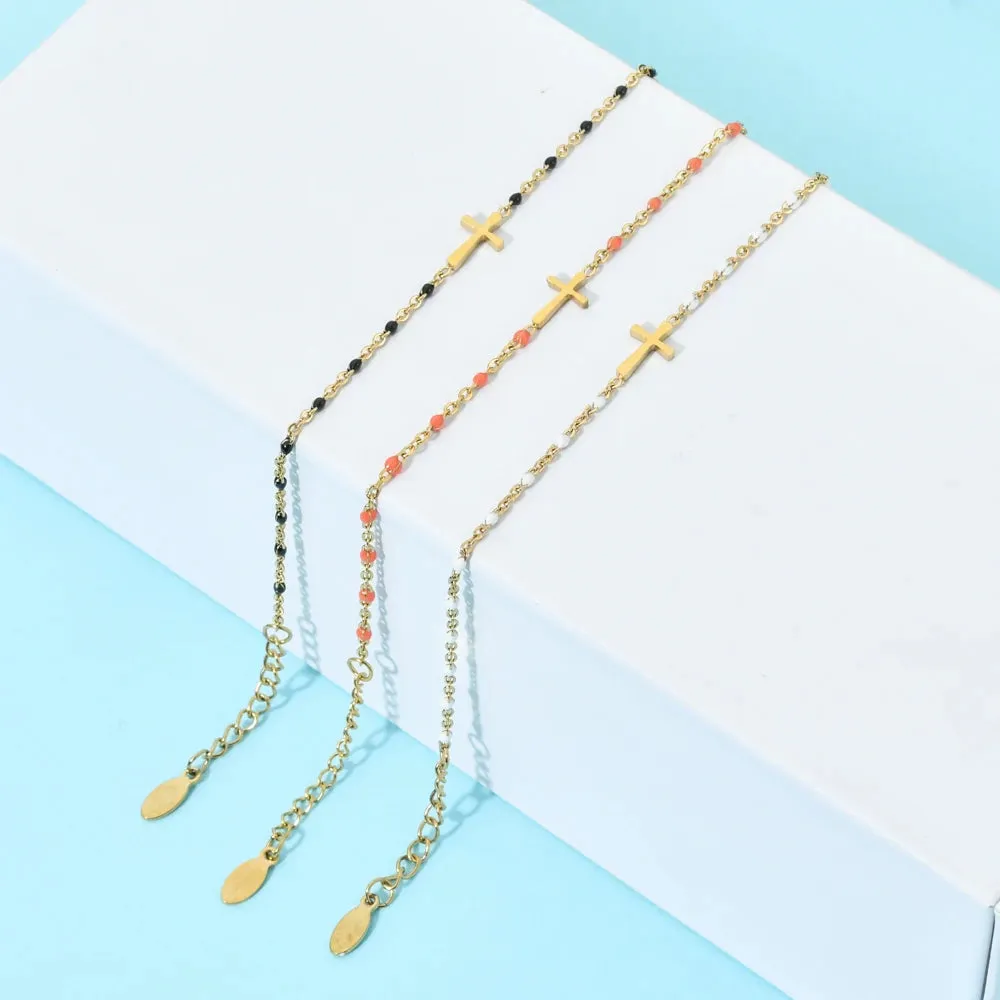 Stainless Steel Gold Color Cross Bracelet