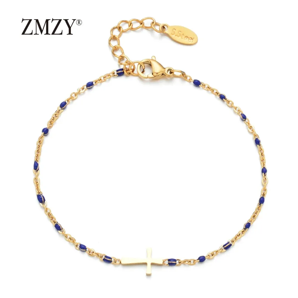 Stainless Steel Gold Color Cross Bracelet