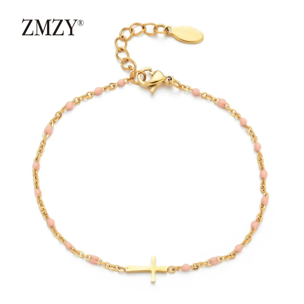 Stainless Steel Gold Color Cross Bracelet