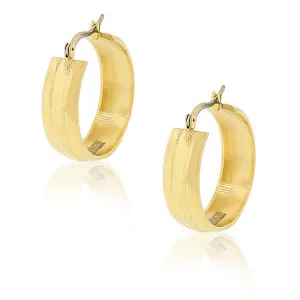 Stainless Steel Yellow Gold-Tone Classic Polished Hoop Earrings 1.0" Diameter