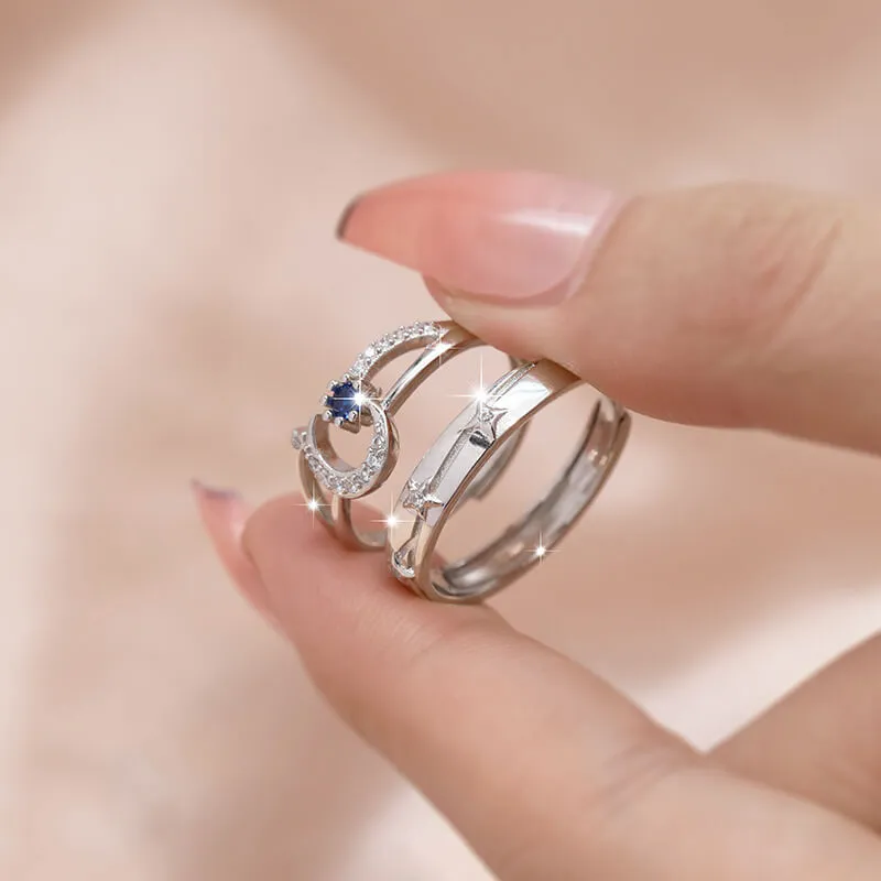 Star and Crescent Couple Rings