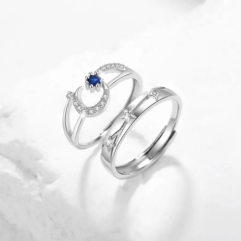 Star and Crescent Couple Rings
