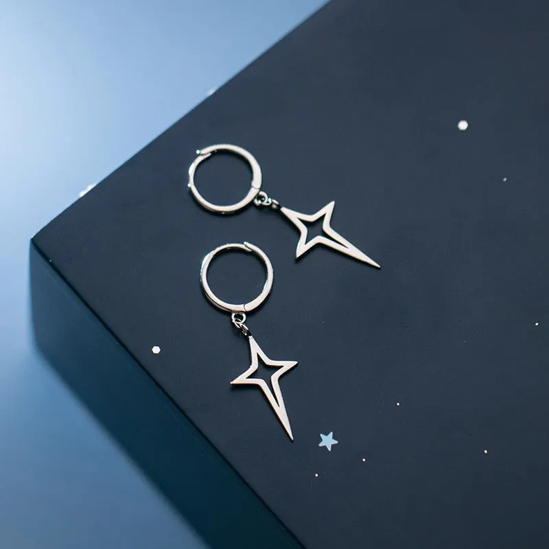 Star Drop Hoop Earrings-SH062