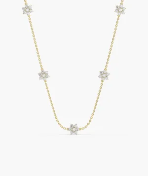 Starry Diamond Cluster Necklace