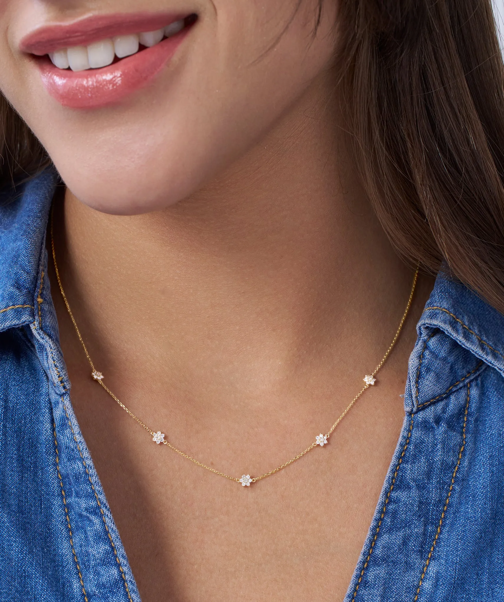 Starry Diamond Cluster Necklace