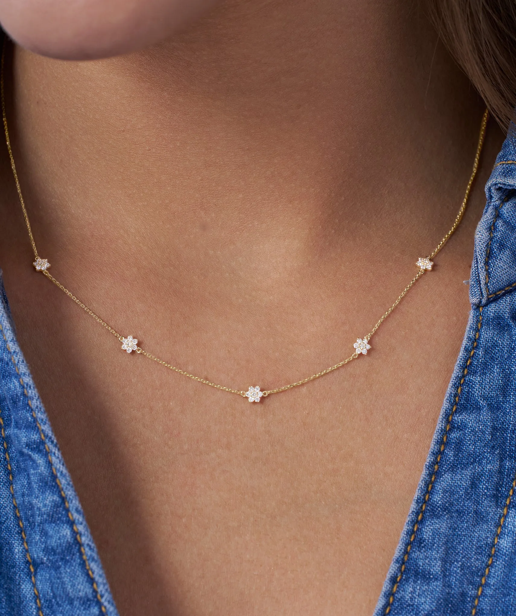 Starry Diamond Cluster Necklace