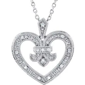 Sterling Silver .06 CTW Diamond Heart 18" Necklace
