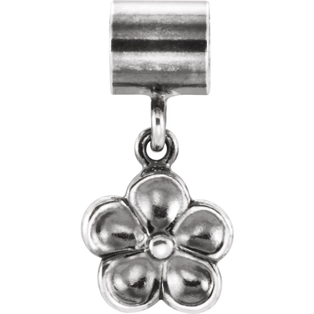 Sterling Silver 15.5x8mm Flower Charm