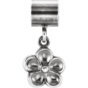 Sterling Silver 15.5x8mm Flower Charm