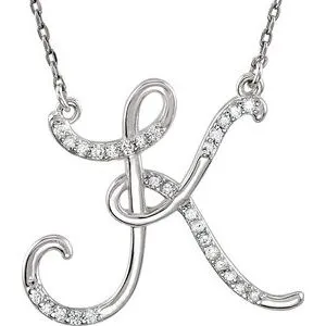 Sterling Silver 1/6 CTW Diamond Initial K 16" Necklace