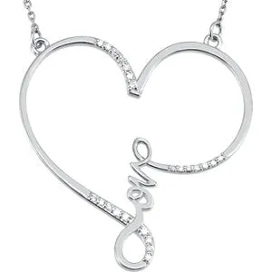 Sterling Silver 1/8 CTW Diamond "Love" Heart Infinity-Inspired 18" Necklace