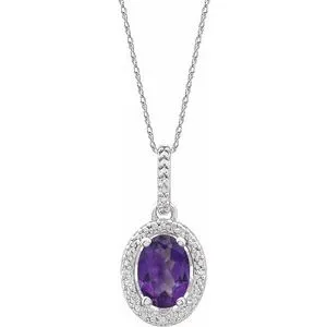Sterling Silver Amethyst & .01 CTW Diamond 18" Necklace