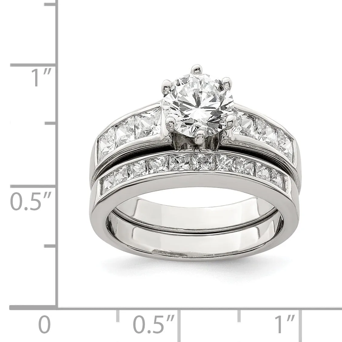 Sterling Silver Cubic Zirconia Band Rings Set