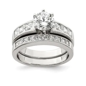 Sterling Silver Cubic Zirconia Band Rings Set