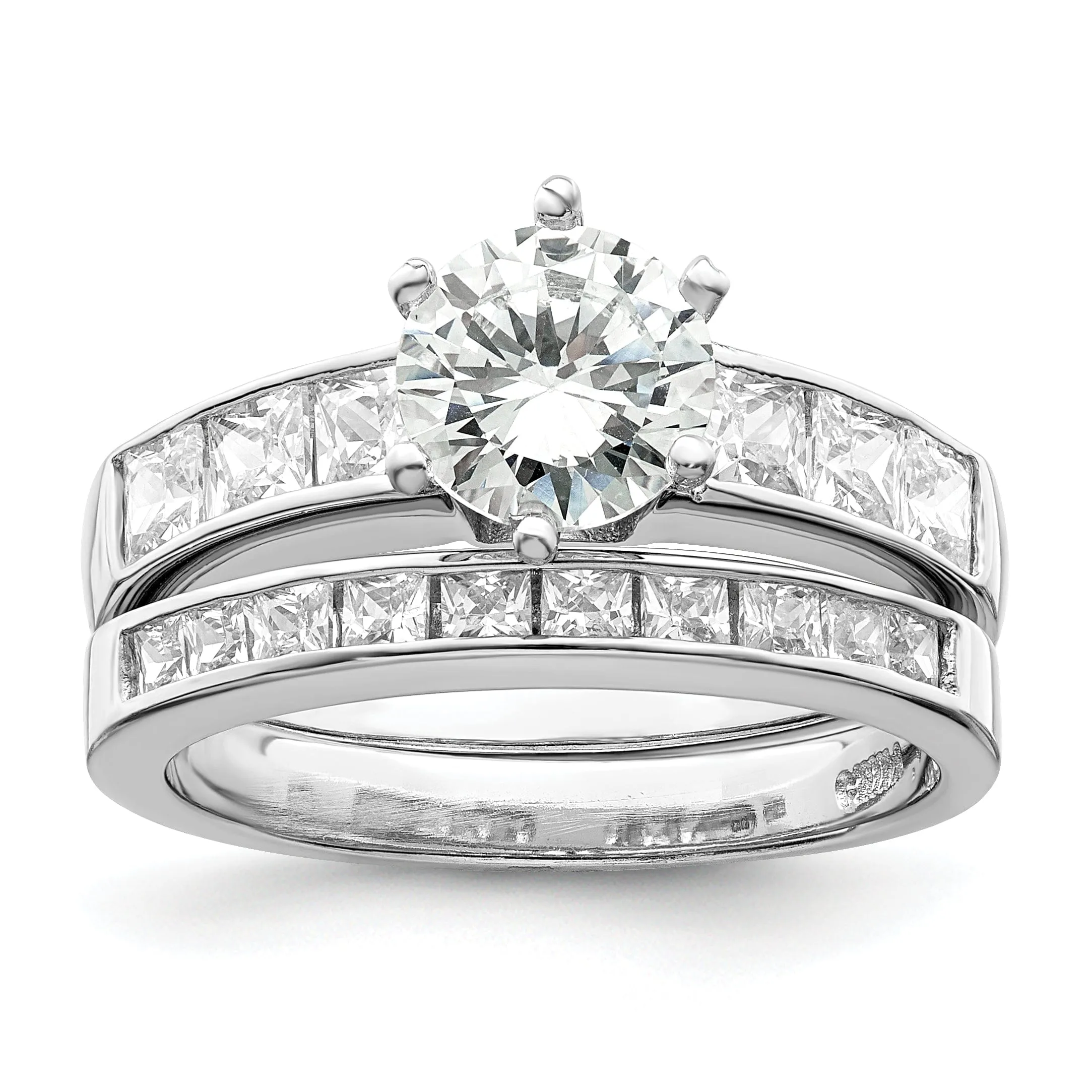 Sterling Silver Cubic Zirconia Band Rings Set