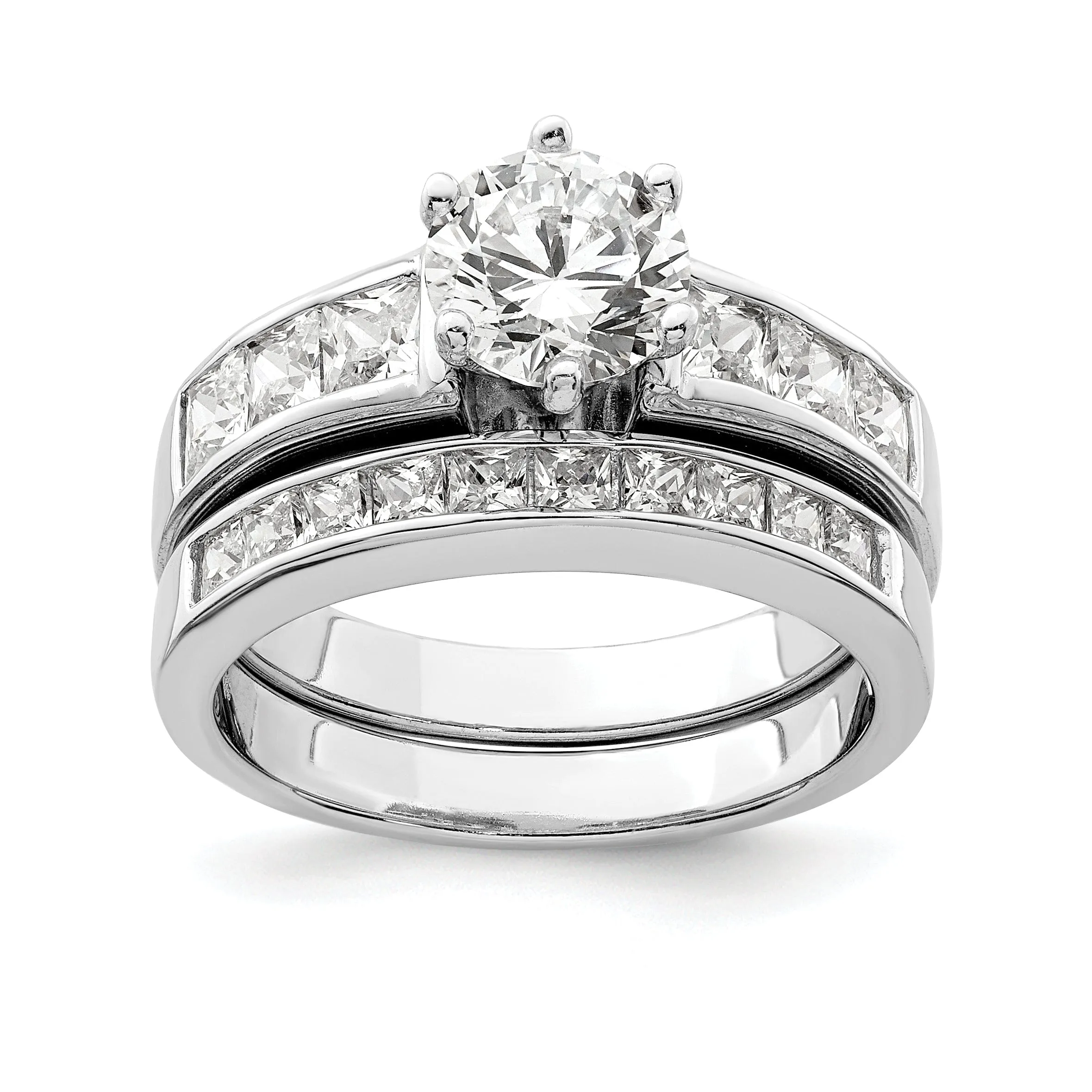 Sterling Silver Cubic Zirconia Band Rings Set