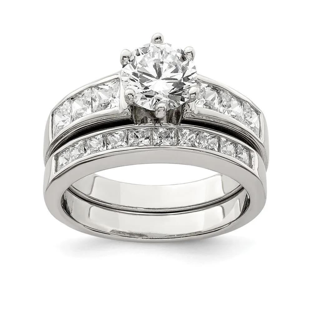 Sterling Silver Cubic Zirconia Band Rings Set