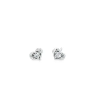 Sterling Silver Cubic Zirconia Heart Stud Earrings