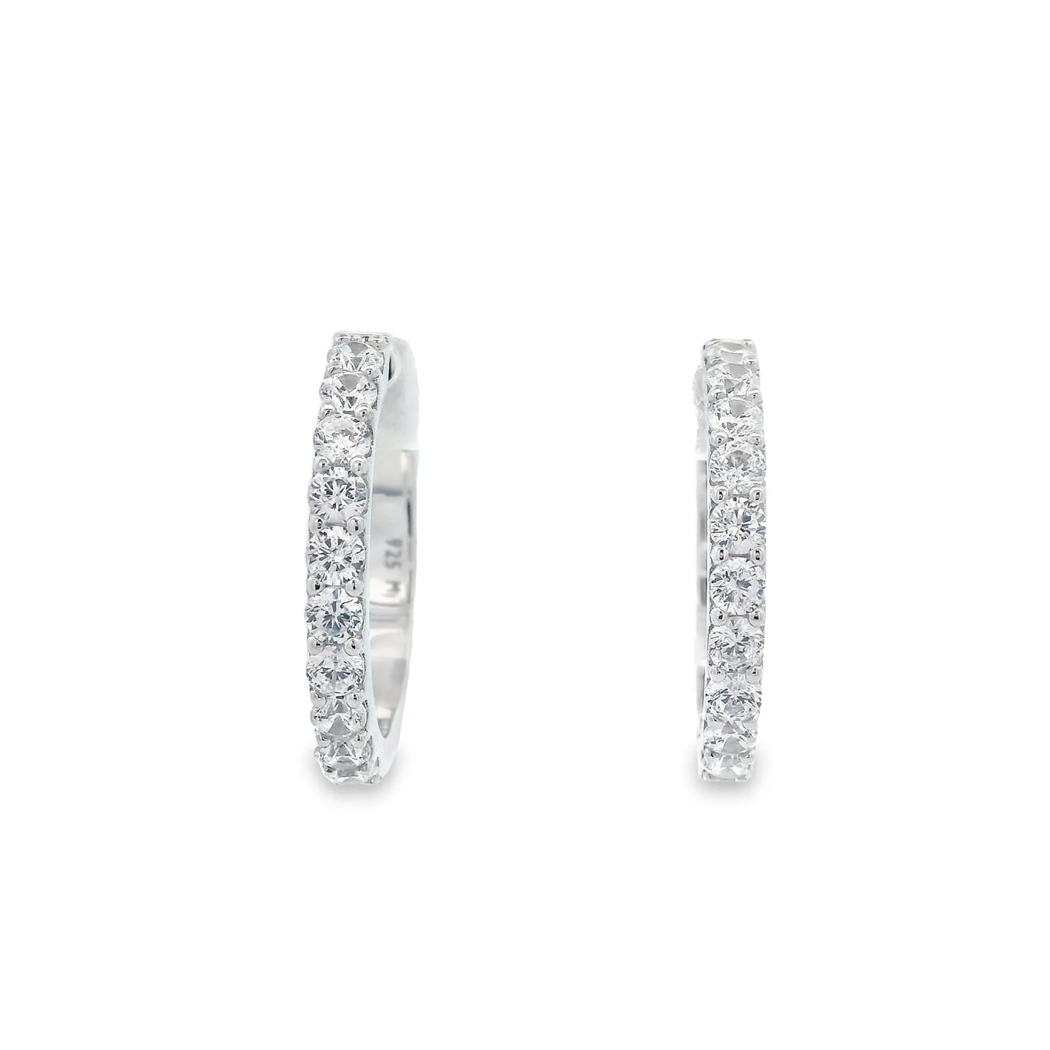 Sterling Silver Cubic Zirconia Hoop Earrings 21mm