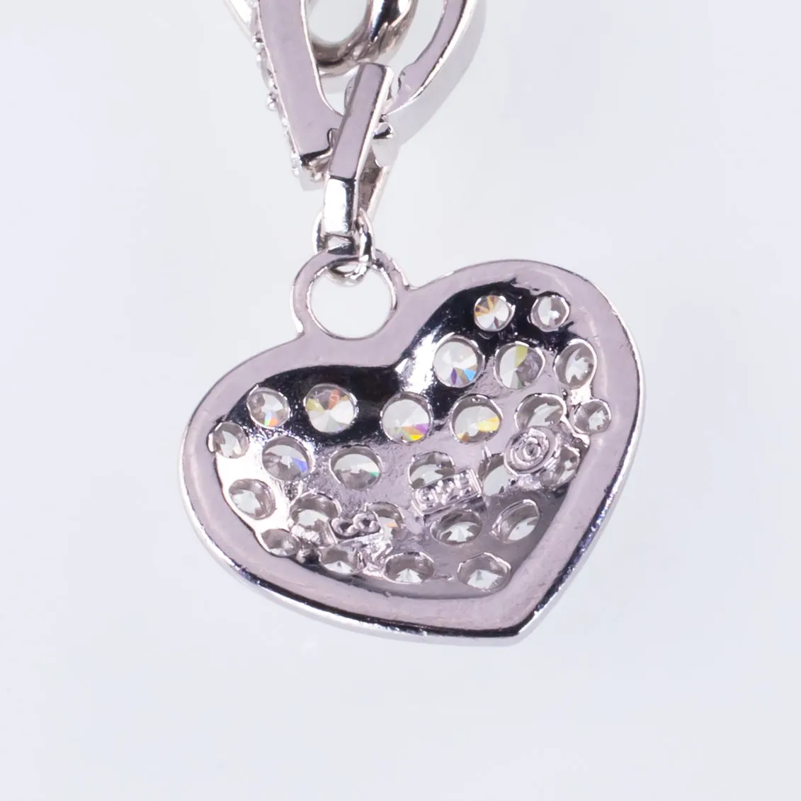 Sterling Silver CZ Heart Charm Toggle Bracelet 7.50"