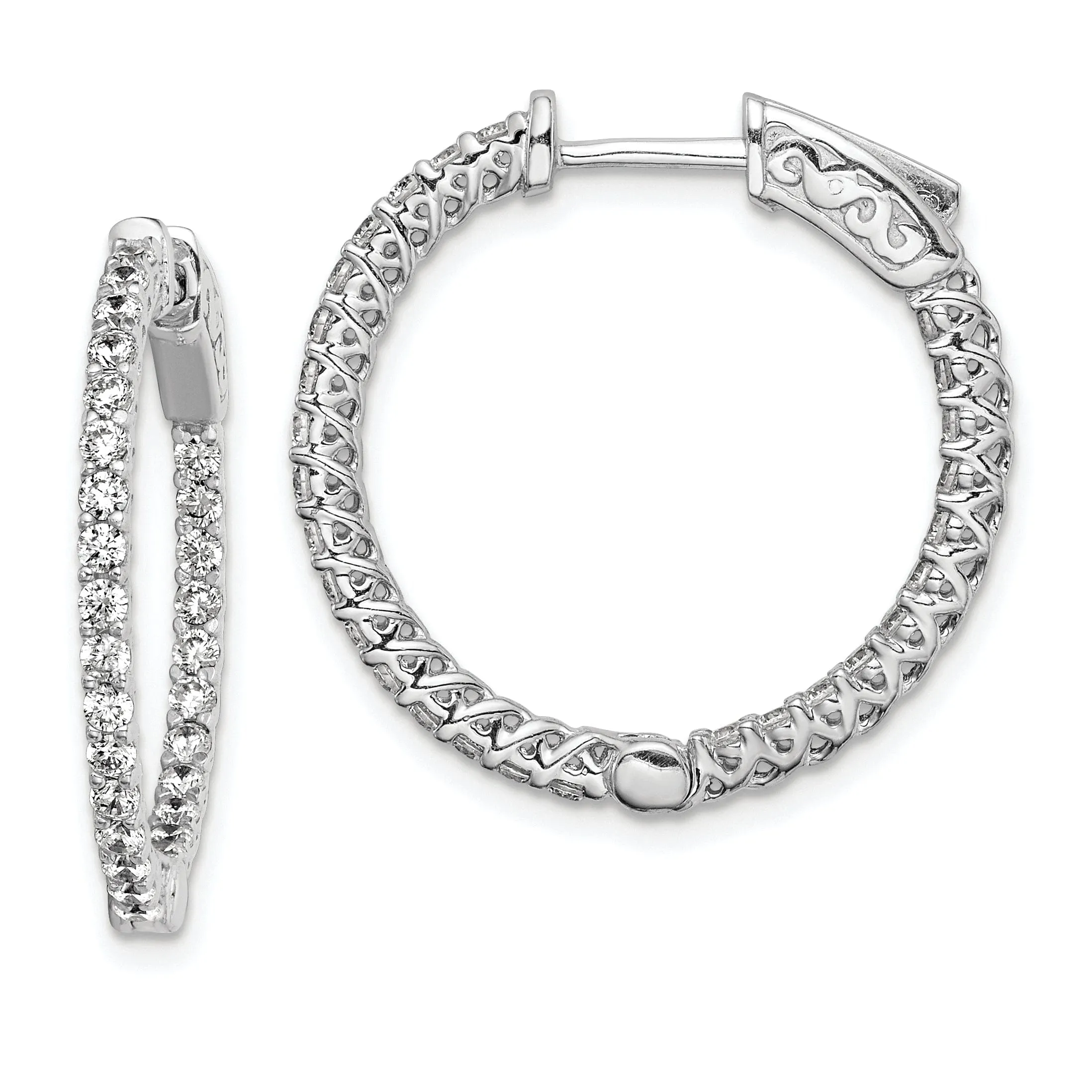 Sterling Silver CZ Hoop Earrings