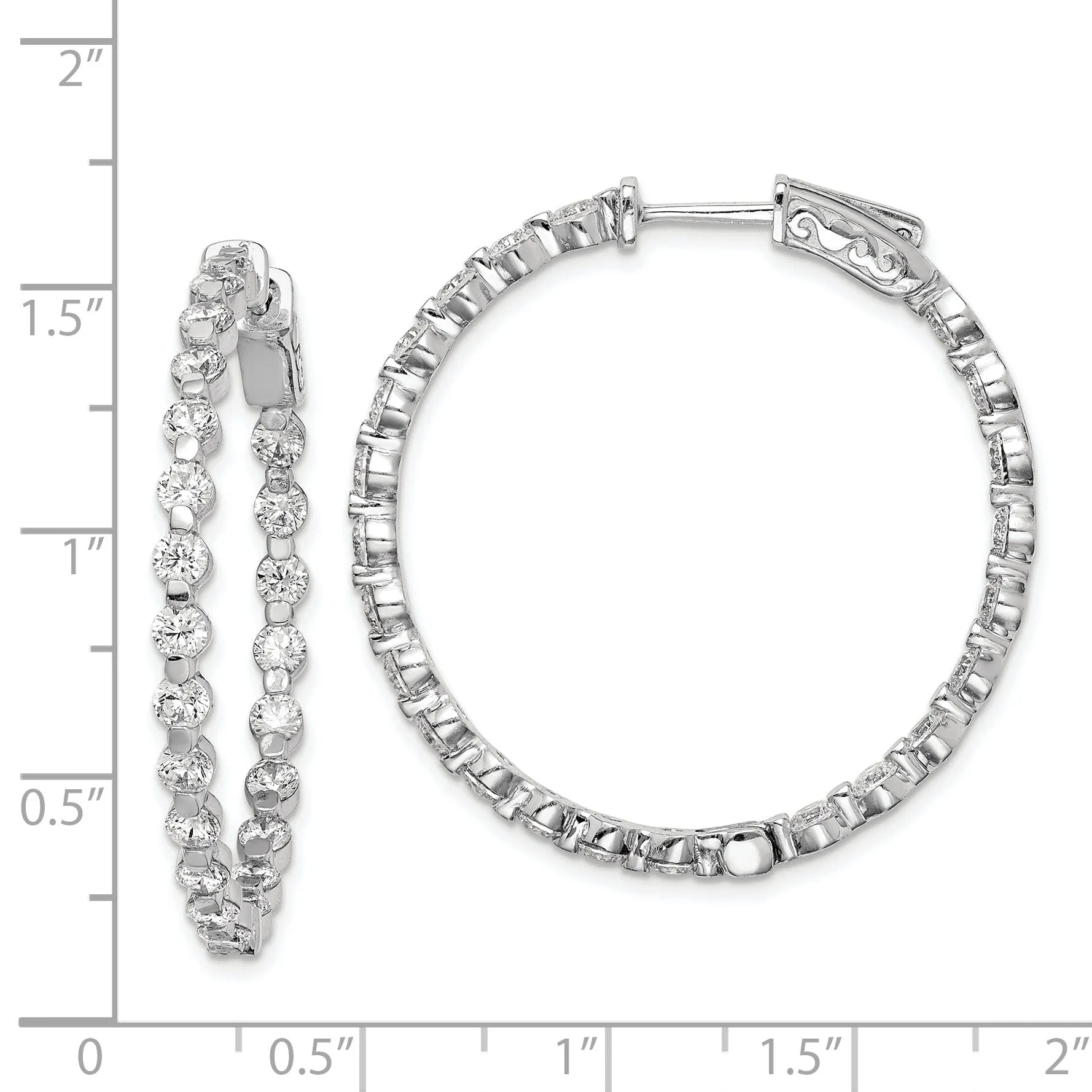 Sterling Silver CZ Hoop Earrings