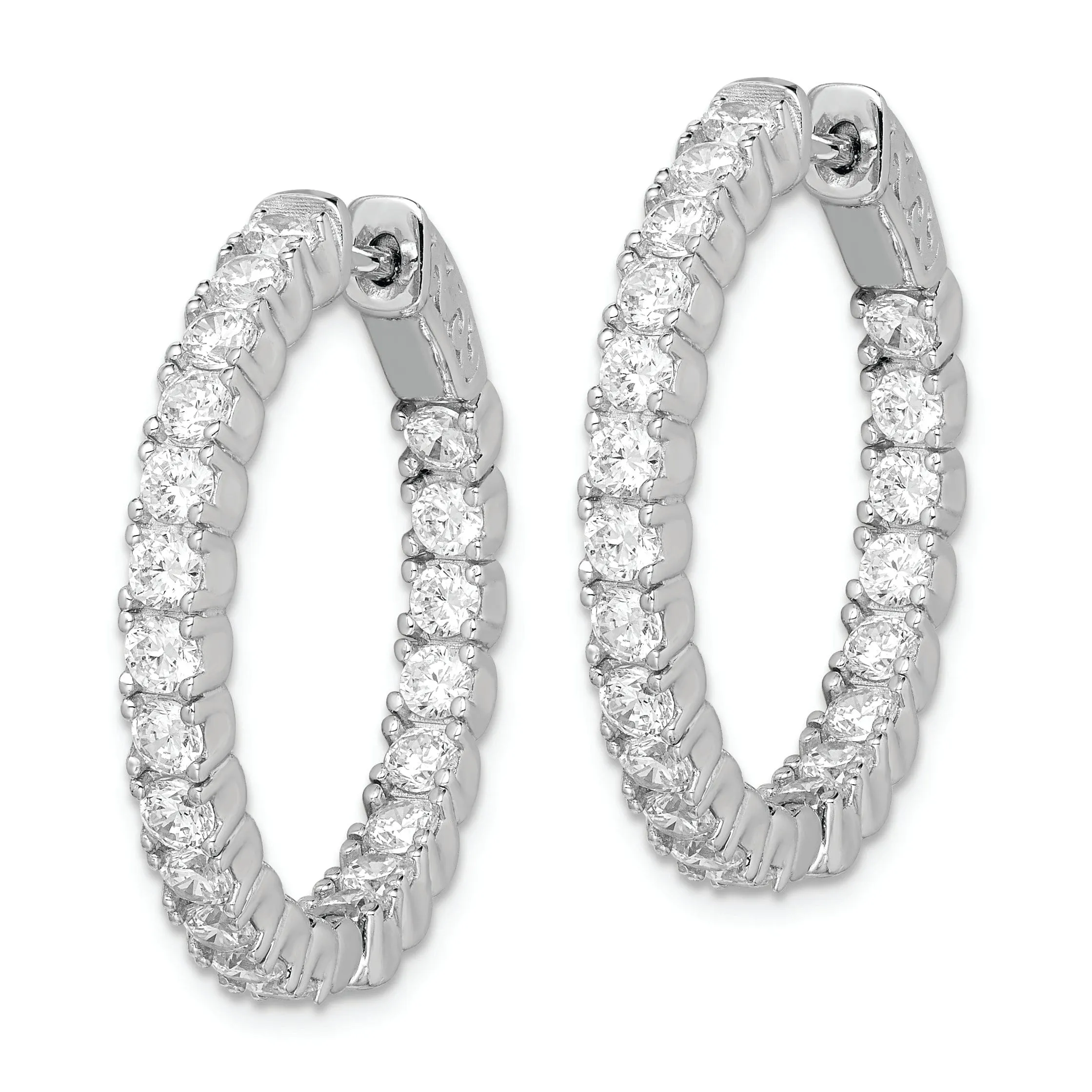 Sterling Silver CZ Hoop Earrings