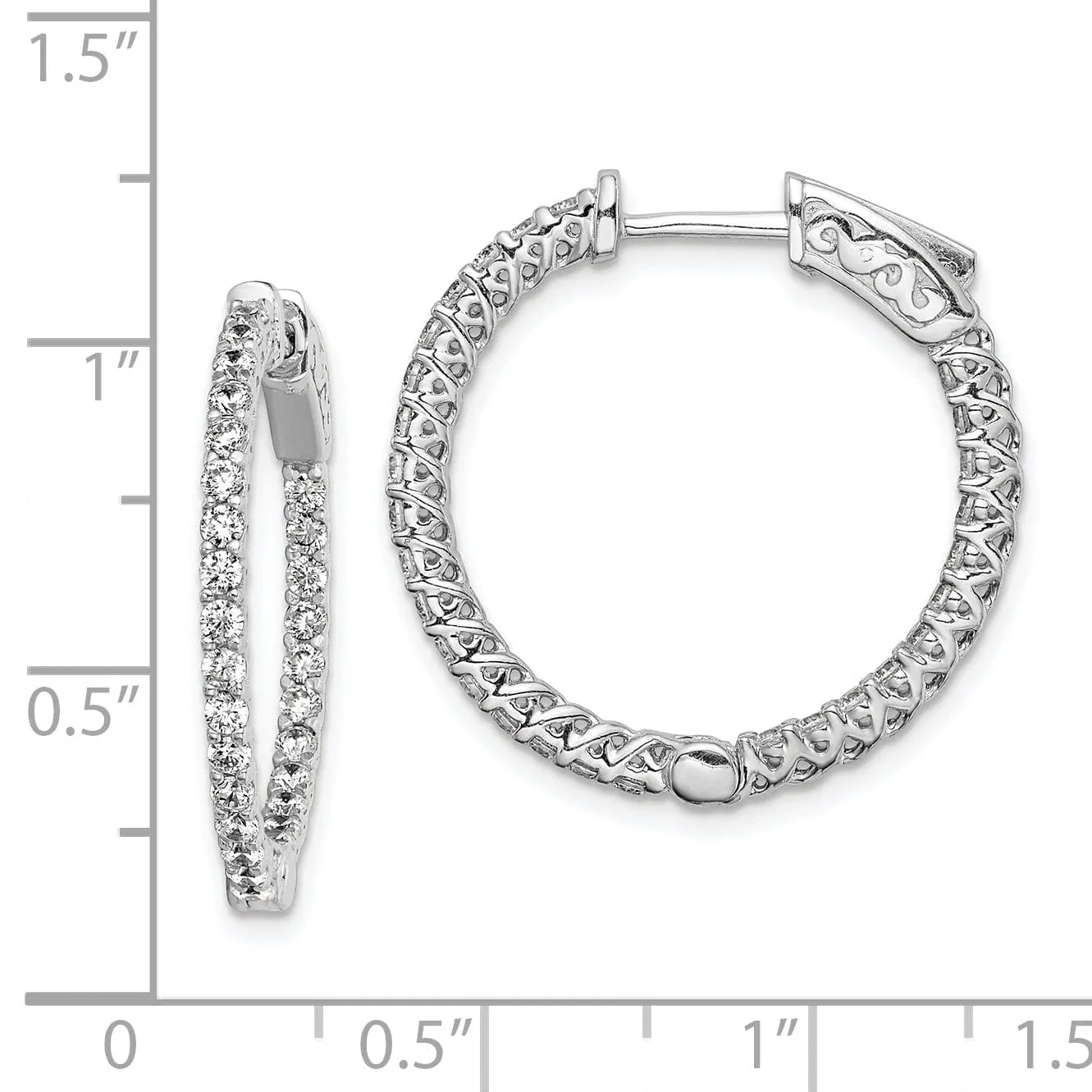 Sterling Silver CZ Hoop Earrings