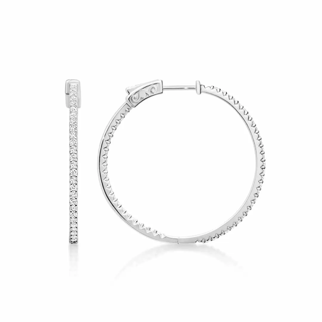 Sterling Silver CZ Hoop Earrings